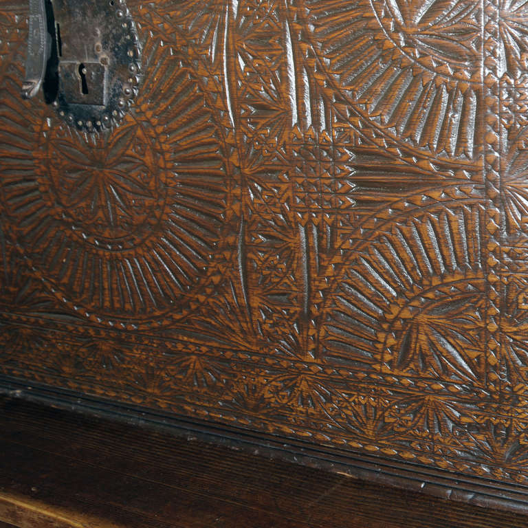 18th c. Carved Spanish Trunk at 1stDibs