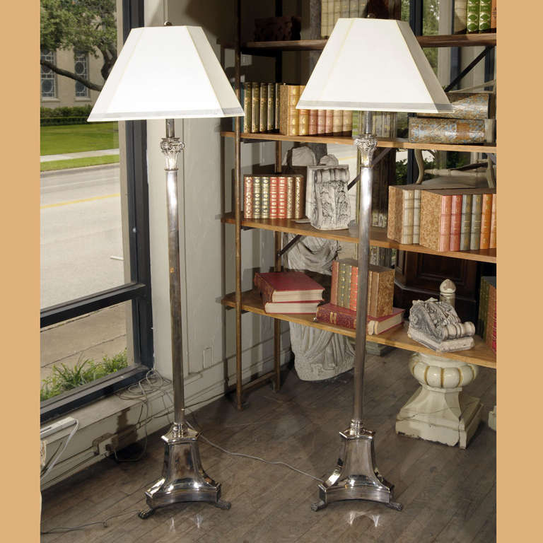 Pair of Silver Plated Italian Floorlamps