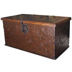 18th c. Carved Spanish Trunk
