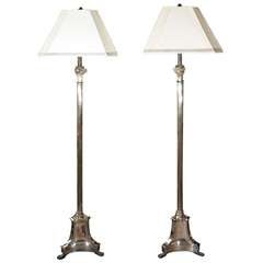 Antique Pair of Silver Plated Italian Floorlamps