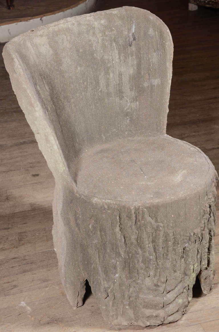 Cement Set of Three Faux Bois Chairs