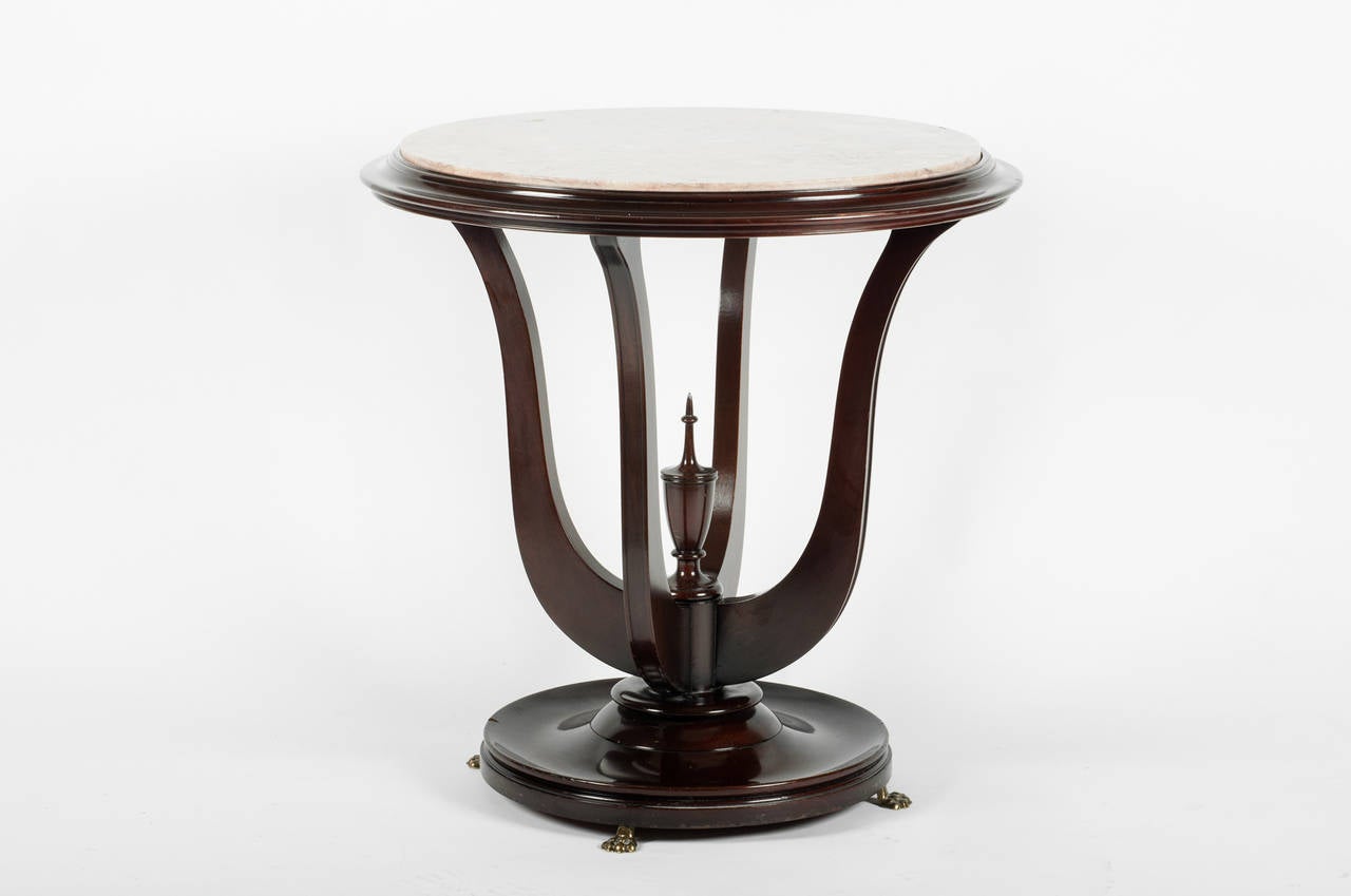 Neoclassical Marble-Top Table with Urn Finial in Base