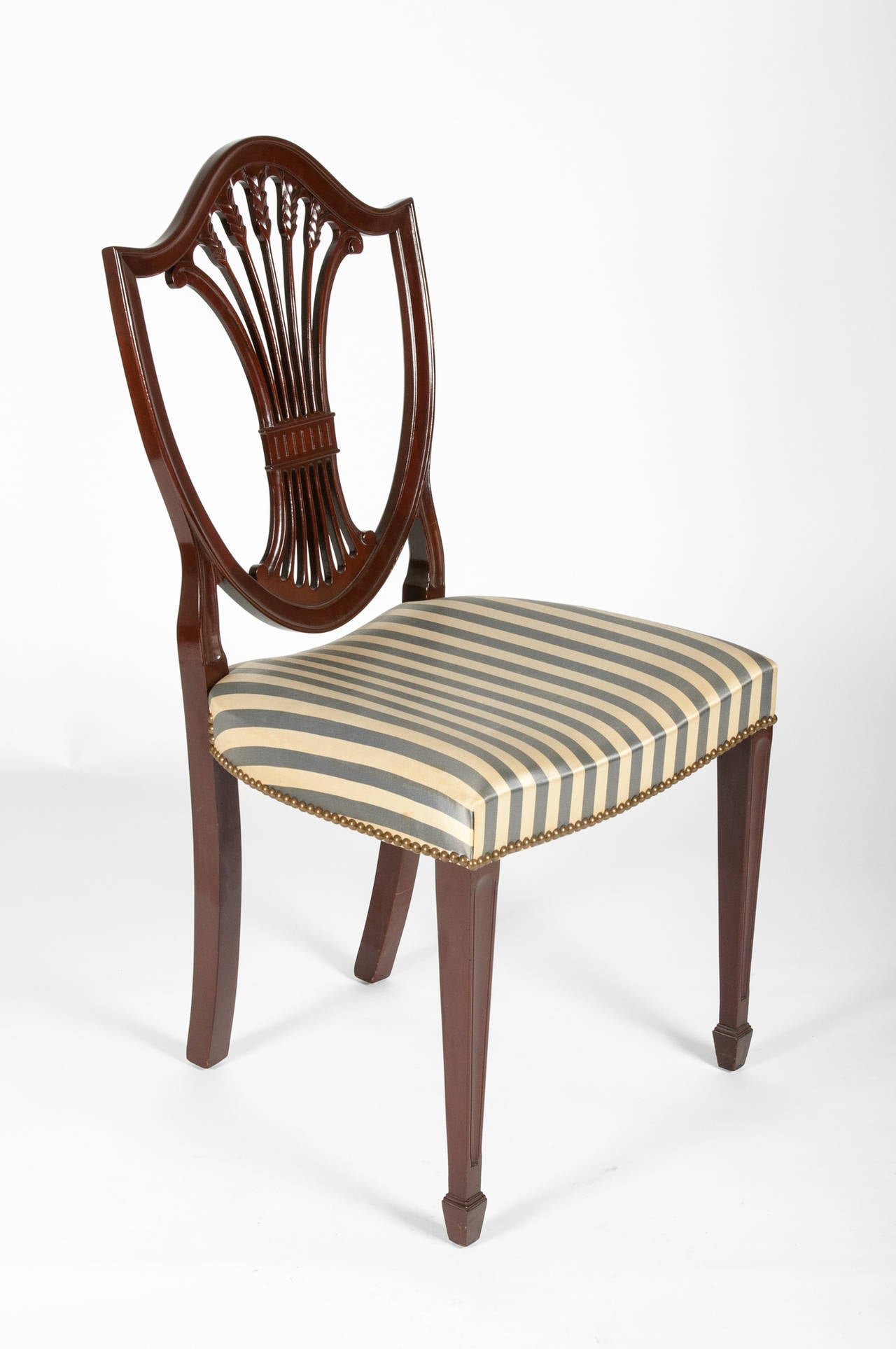 British Vintage Six Mahogany Wood Shield Chairs
