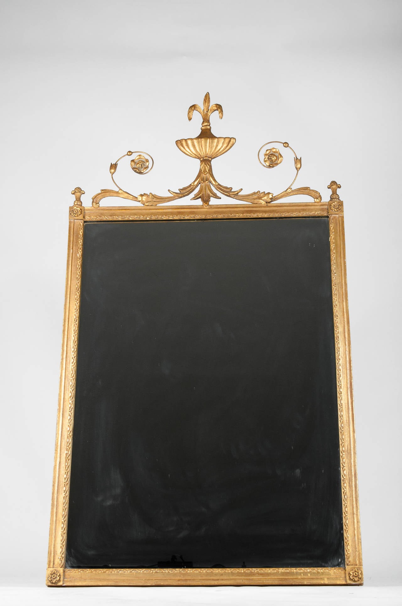 Neoclassical Gold Gilt Mirror with Urn Top