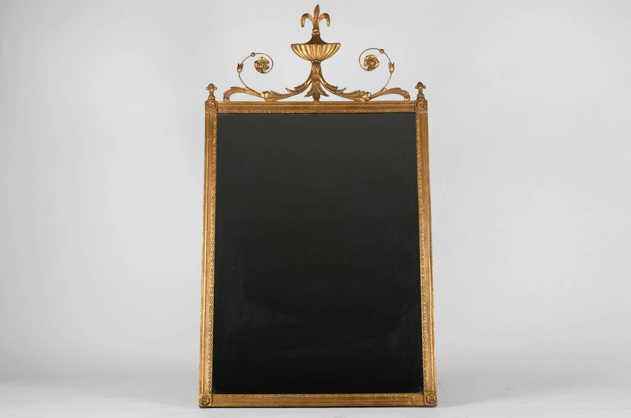 European Gold Gilt Mirror with Urn Top