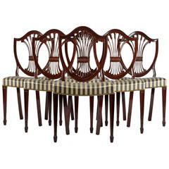 Vintage Six Mahogany Wood Shield Chairs 11