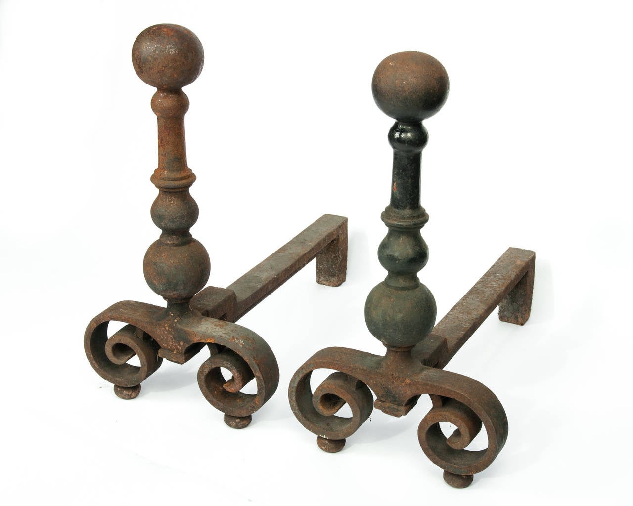 Classical Roman Antique Wrought Andirons