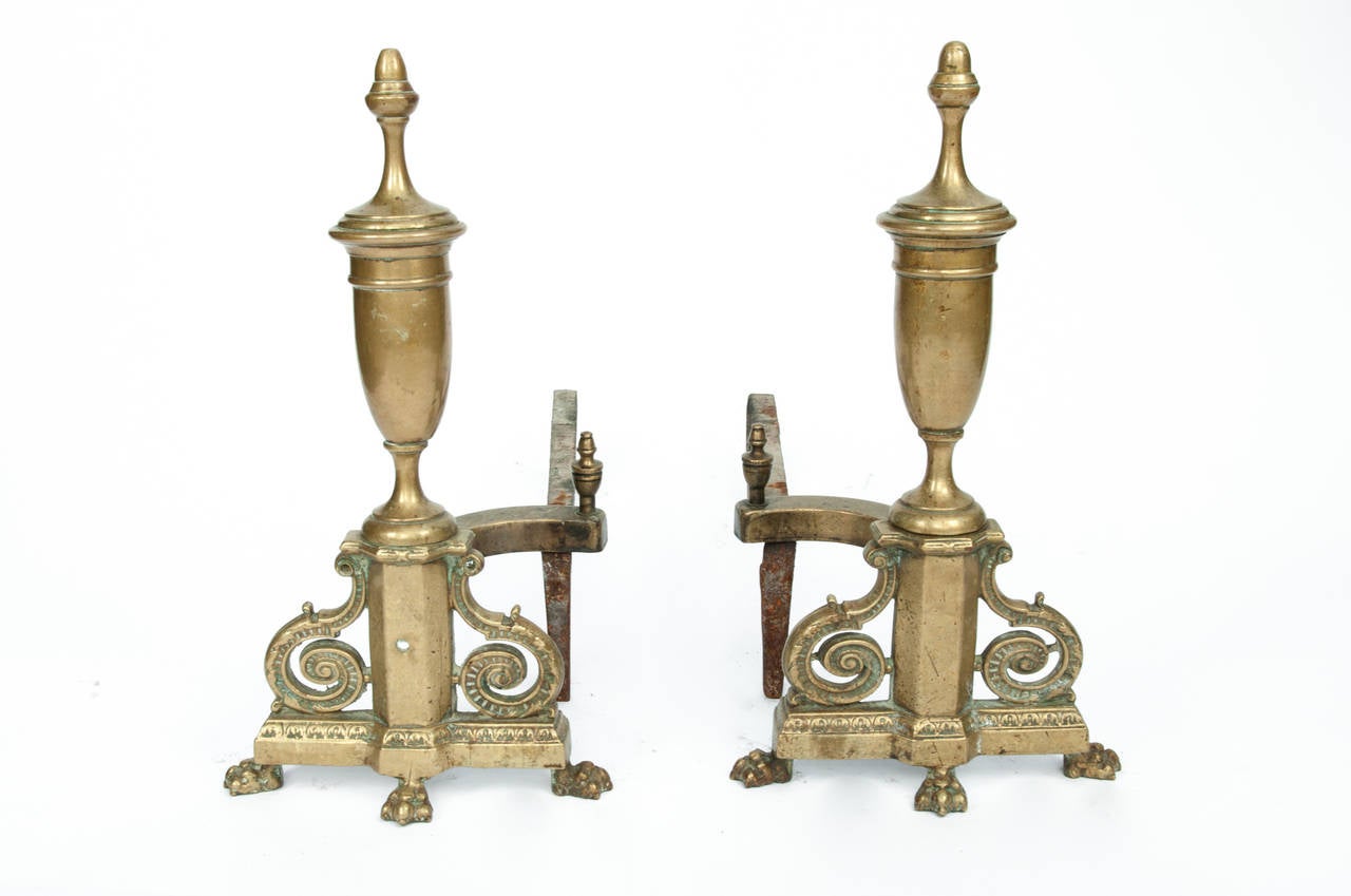Antique Andirons In Excellent Condition In Tarry Town, NY