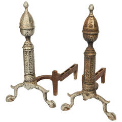 Antique Wrought Iron Andirons