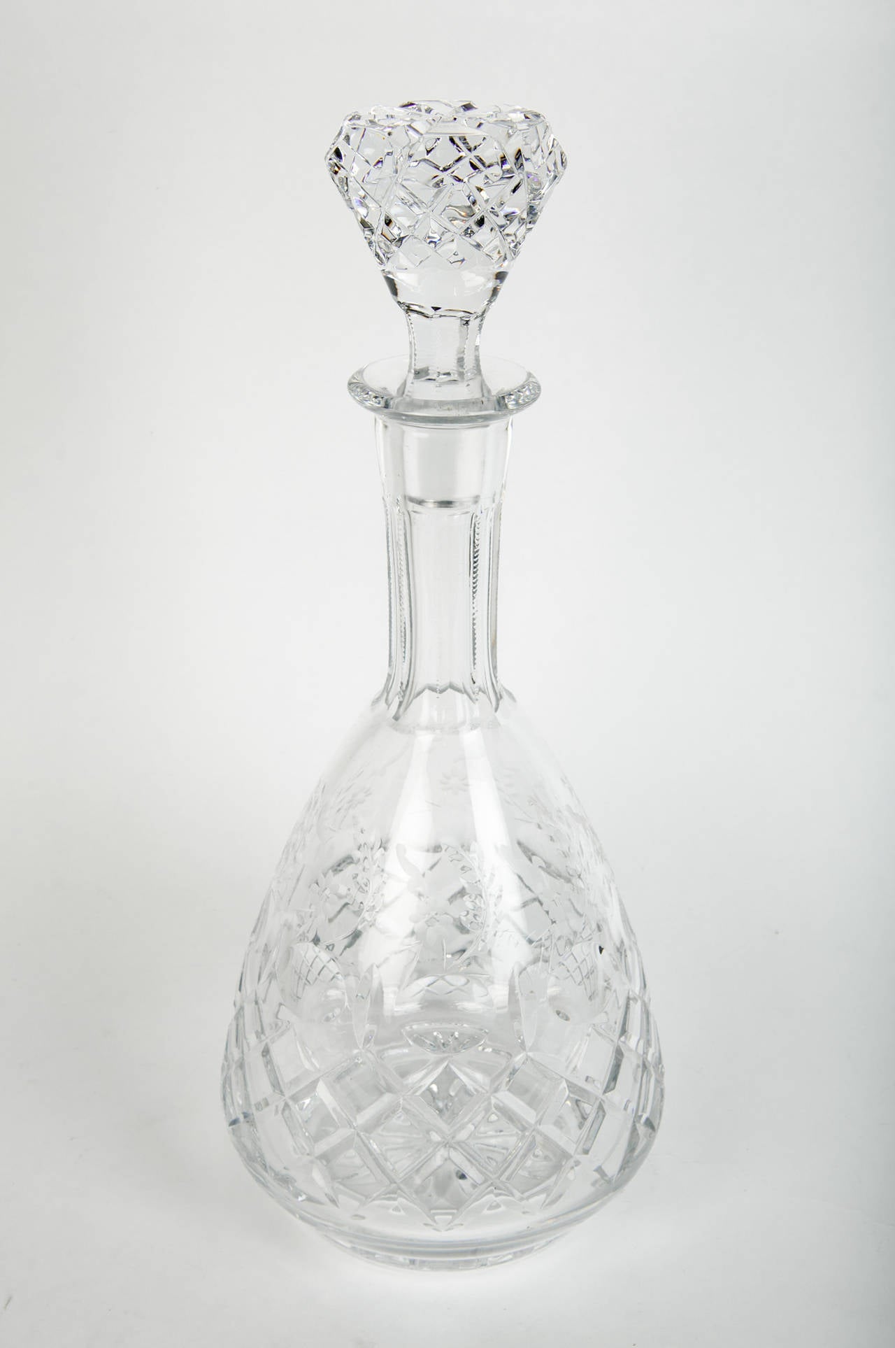 European Antique French Crystal Cut Decanter