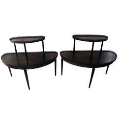 Pair of Two-Tier Walnut Demilunes 11