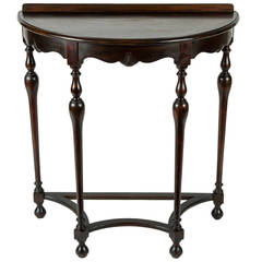 Vintage Dark Mahogany Demilune Table
