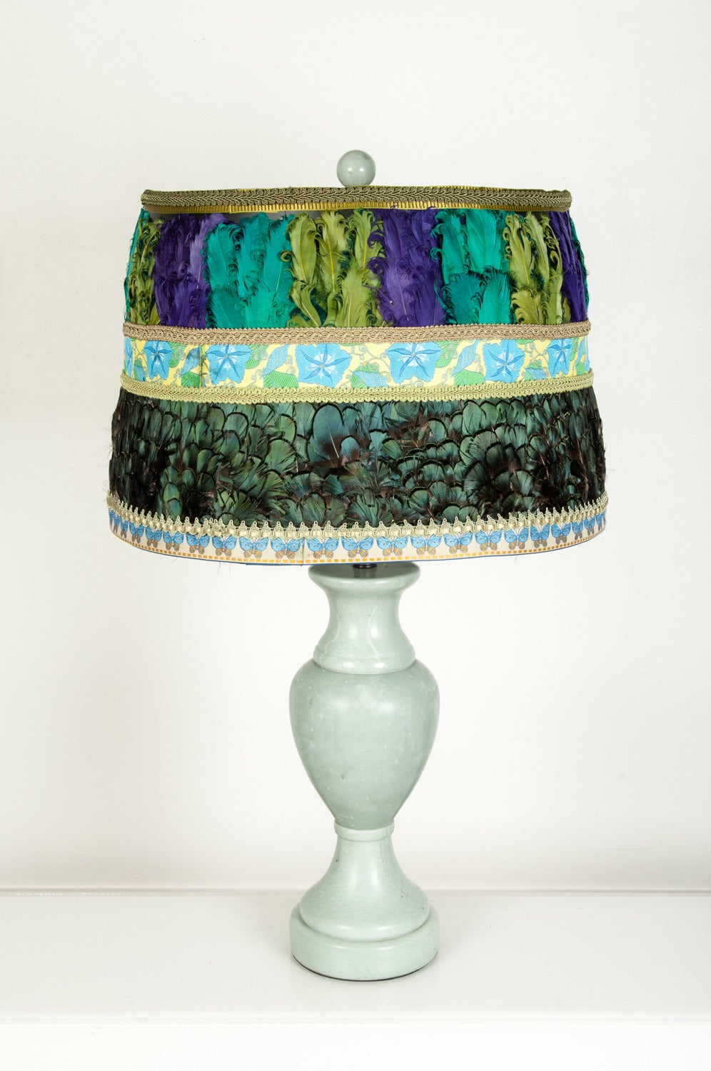 Vintage Jade Colored Stone Lamp