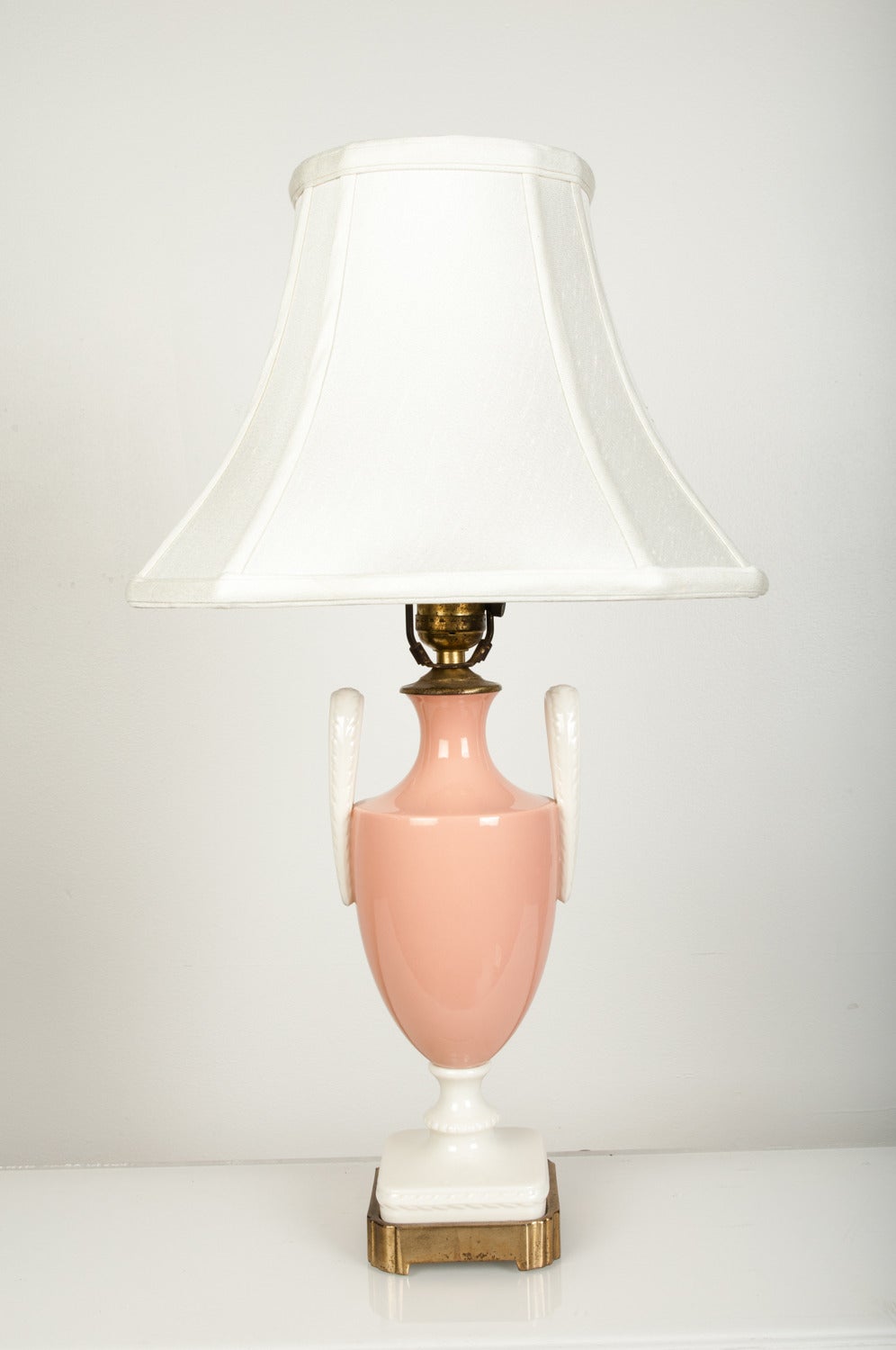 Vintage Porcelain Lamp with Brass Accent