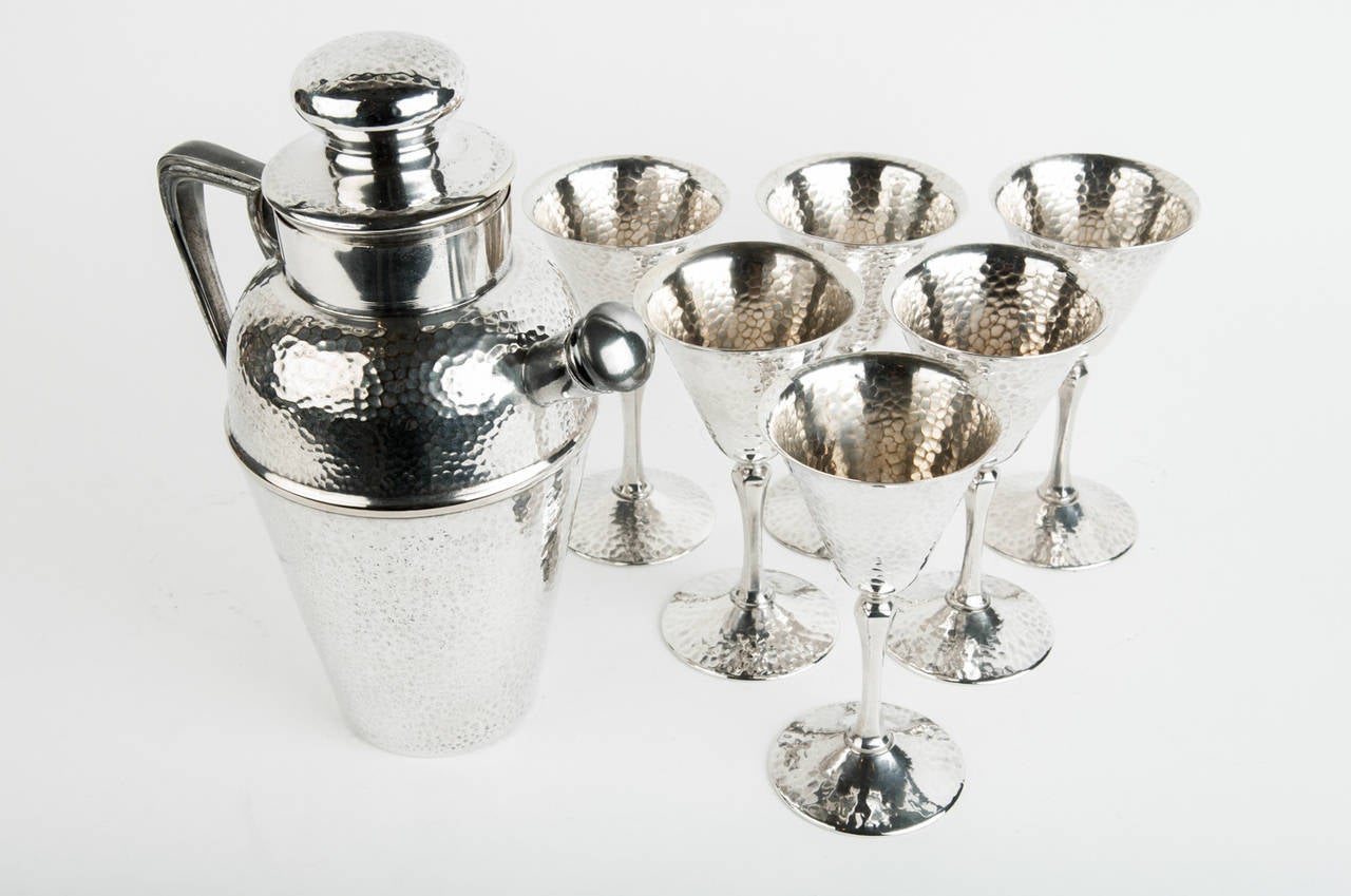 Vintage Hammered Cocktail Set at 1stdibs