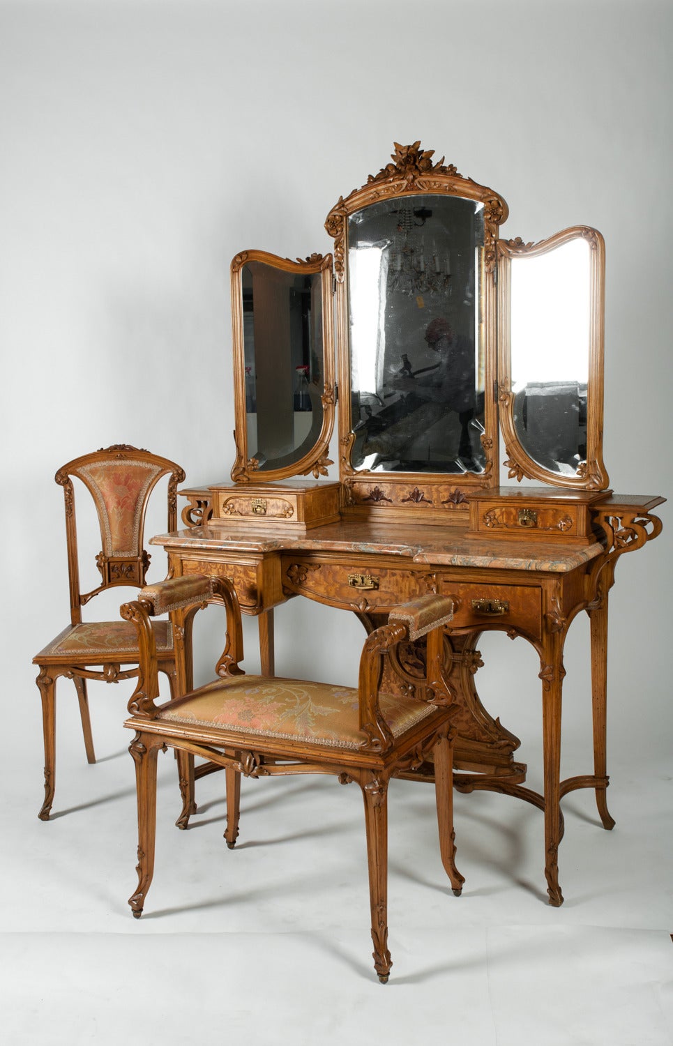 French Art Nouveau Three-Piece Vanity Set