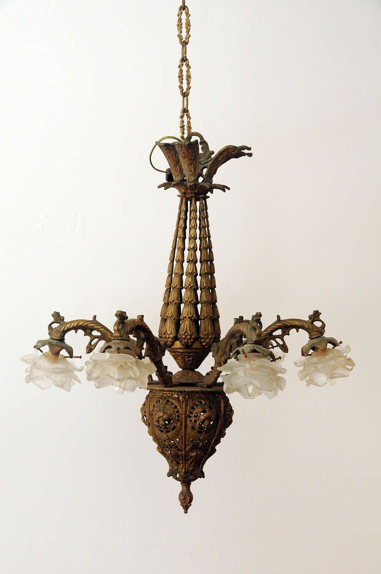 Brass Gothic Style Chandelier
