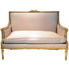 18th C. Louis XVI Carved Giltwood Settee