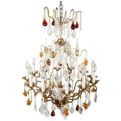 Crystal 12-Light Chandelier with Fruit Shape and Teardrop Crystals