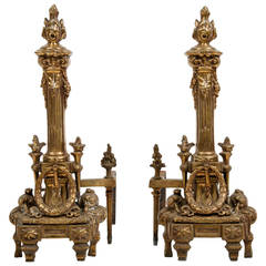 Vintage Pair of Bronze Andirons