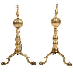 Pair of Vintage Brass Andirons