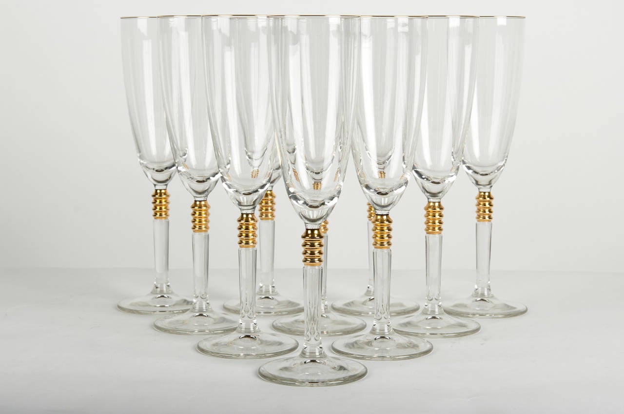 Mid-20th Century Vintage French Crystal Champagne Glasses