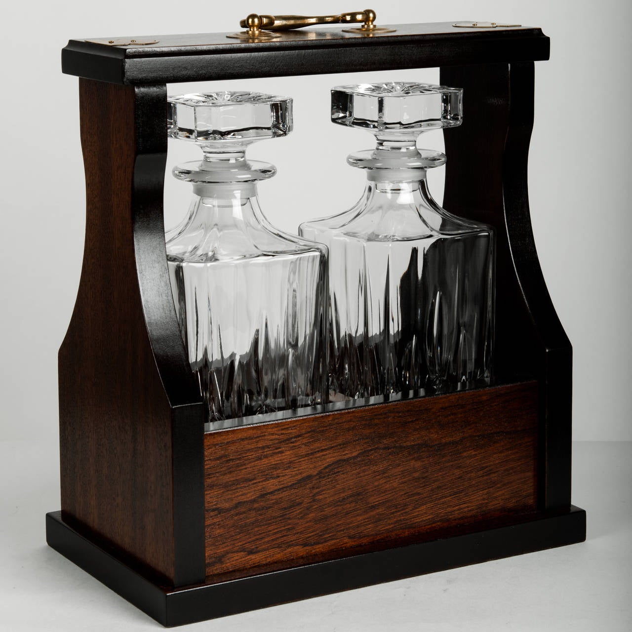 Vintage Crystal Decanter Set in Caddy In Excellent Condition In Tarry Town, NY