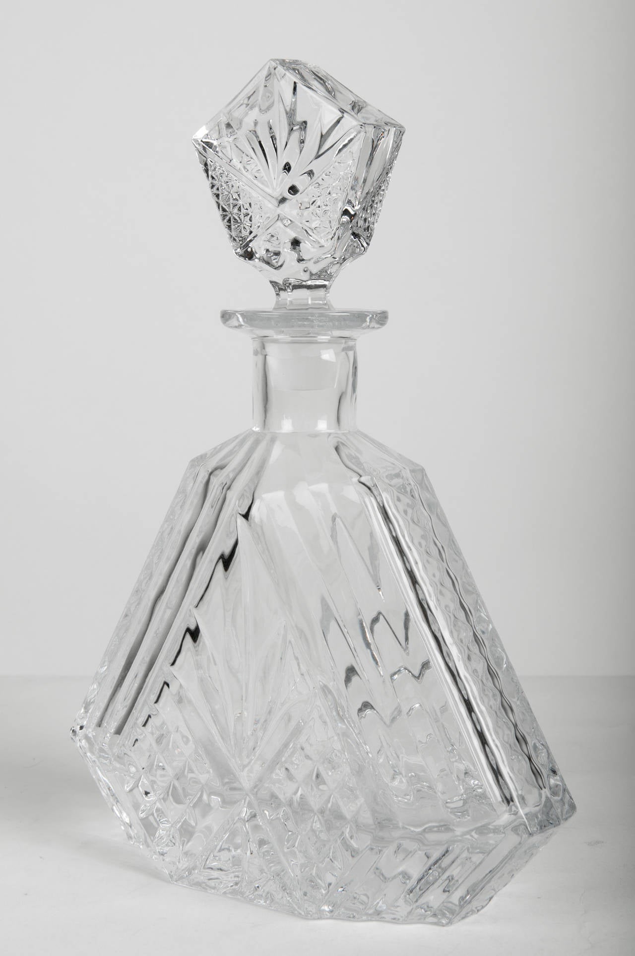 Early 20th Century Antique Hexagonal Cut Crystal Decanter