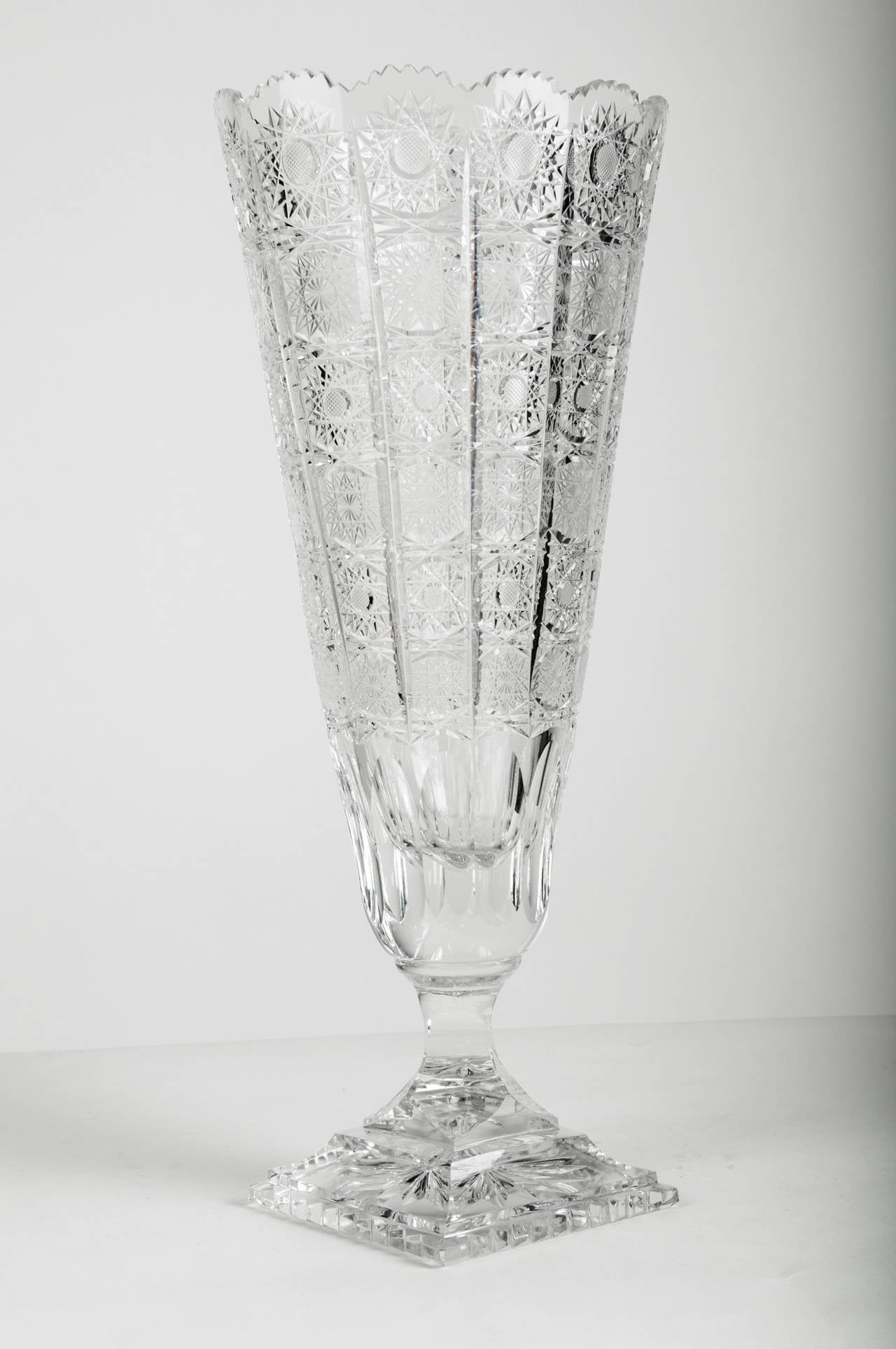 Very Tall Antique Cut Crystal Vase at 1stDibs