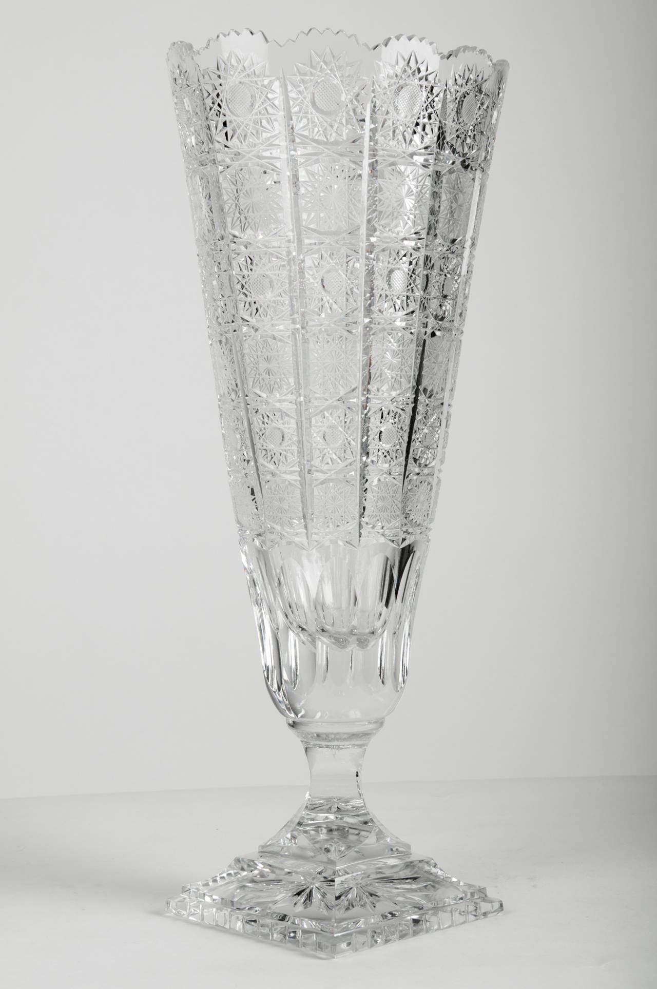 Very Tall Antique Cut Crystal Vase at 1stDibs
