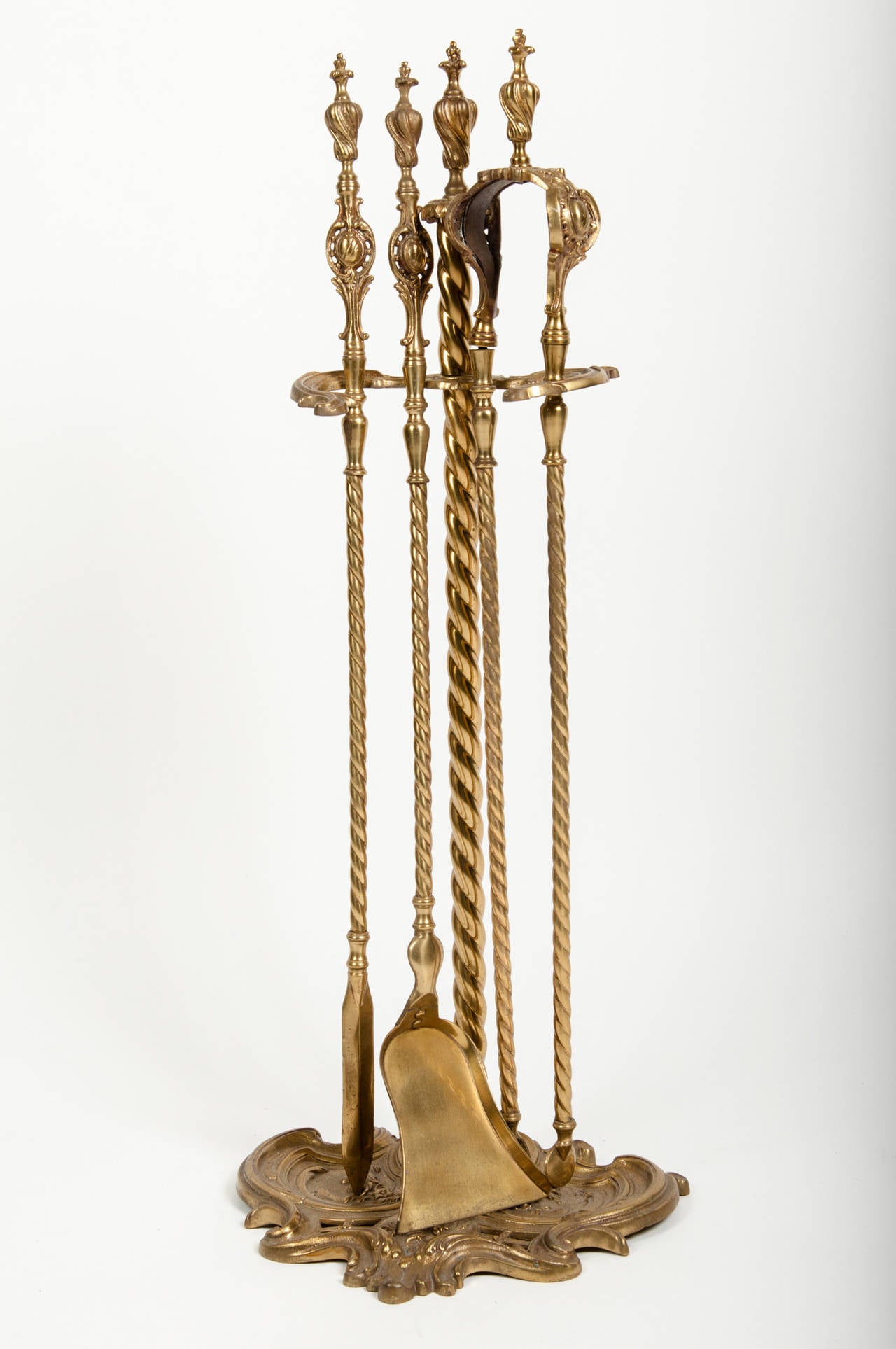 Early 20th Century Vintage Brass Fire Place Tool Sets