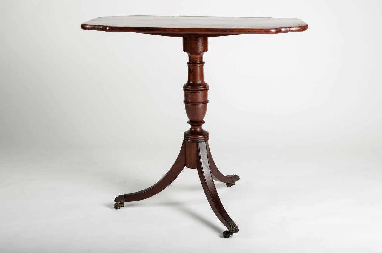 Brass Vintage Mahogany Tilt-Top Table