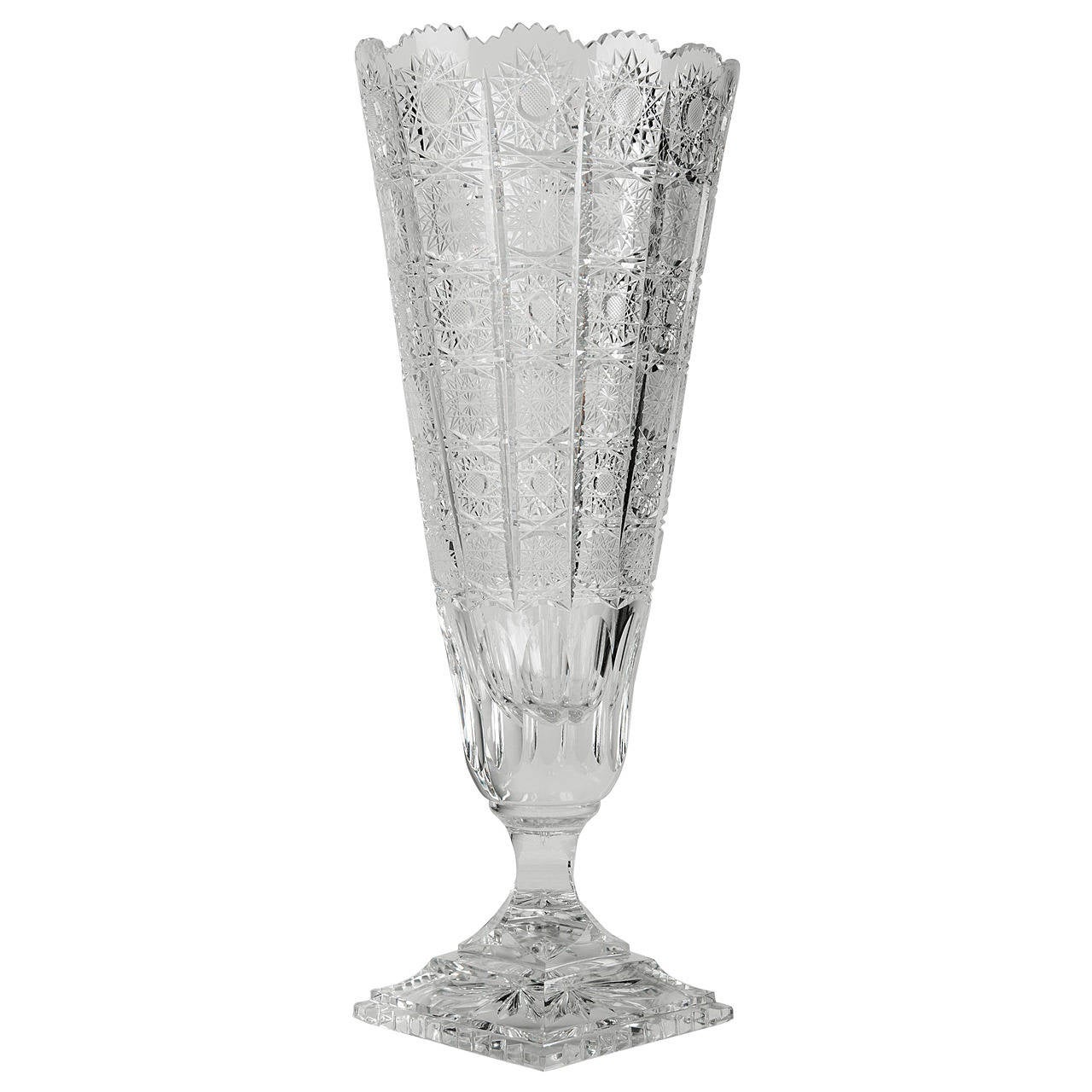 Very Tall Antique Cut Crystal Vase at 1stDibs