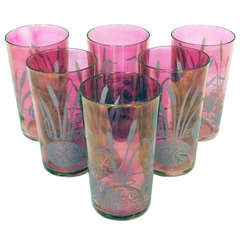 Set of 6 Vintage Cranberry Glasses