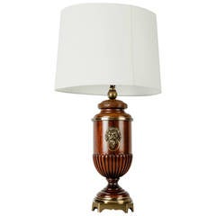 Vintage Solid Wood Lamp with Brass Base