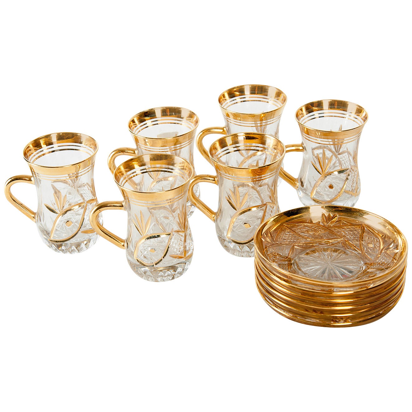 Vintage Cut Crystal Gilded A/D Cups