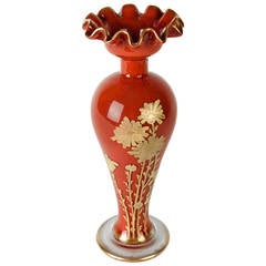 Rare Antique Baccarat Crystal and Gilt Appliquéd Vase