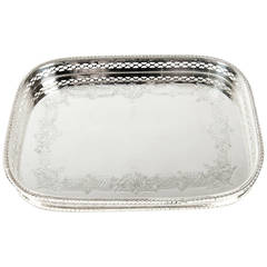 Vintage English Silver Plate Square Tray Antique English Silver Plate Square Tray