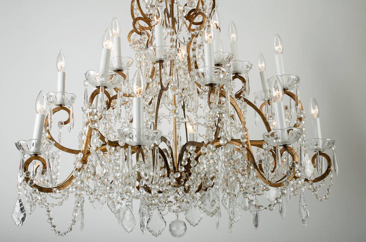 European Nineteen Arms/ Lights Vintage French Crystal Chandelier