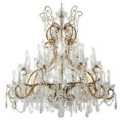 Nineteen Arms/ Lights Vintage French Crystal Chandelier