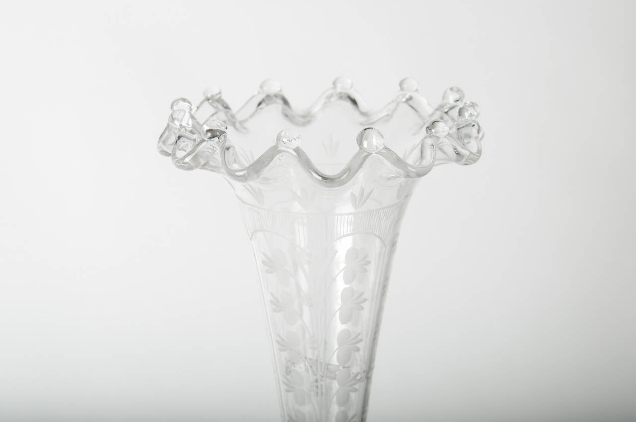 Antique Silver Plate Serving Tray With Bud Vase