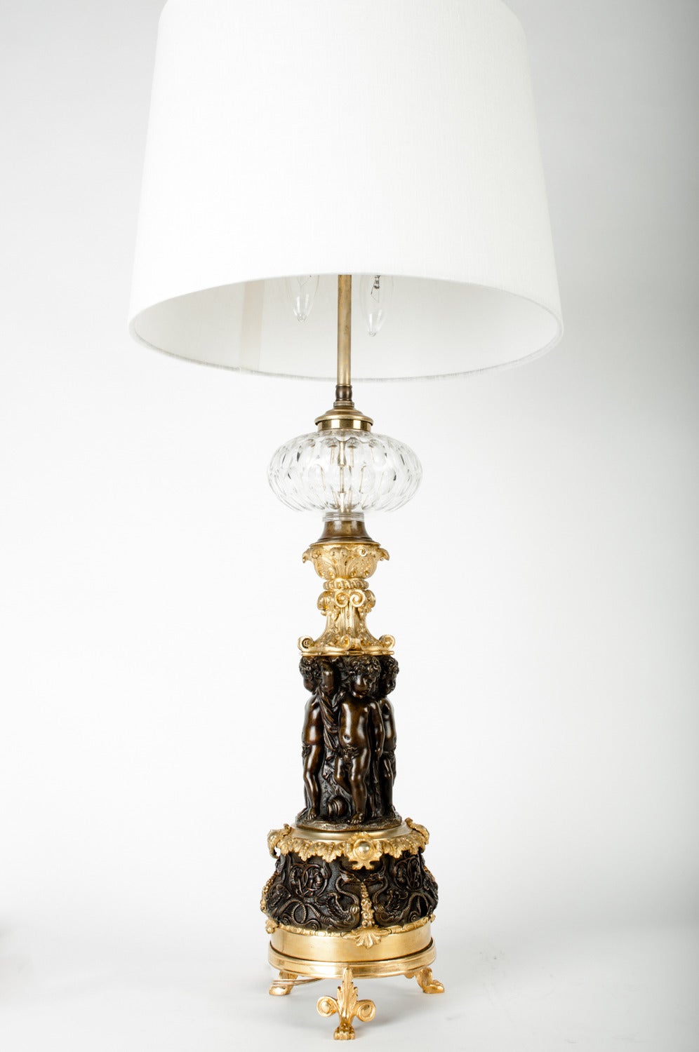 French Vintage Baroque Cherubs Lamps