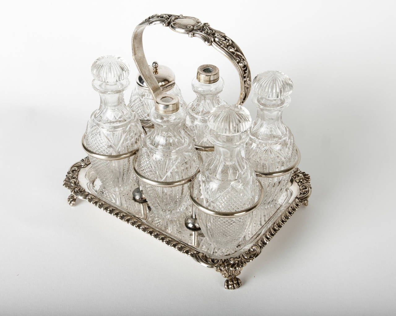 Antique English Cut Crystal Ten Pieces Condiment Set