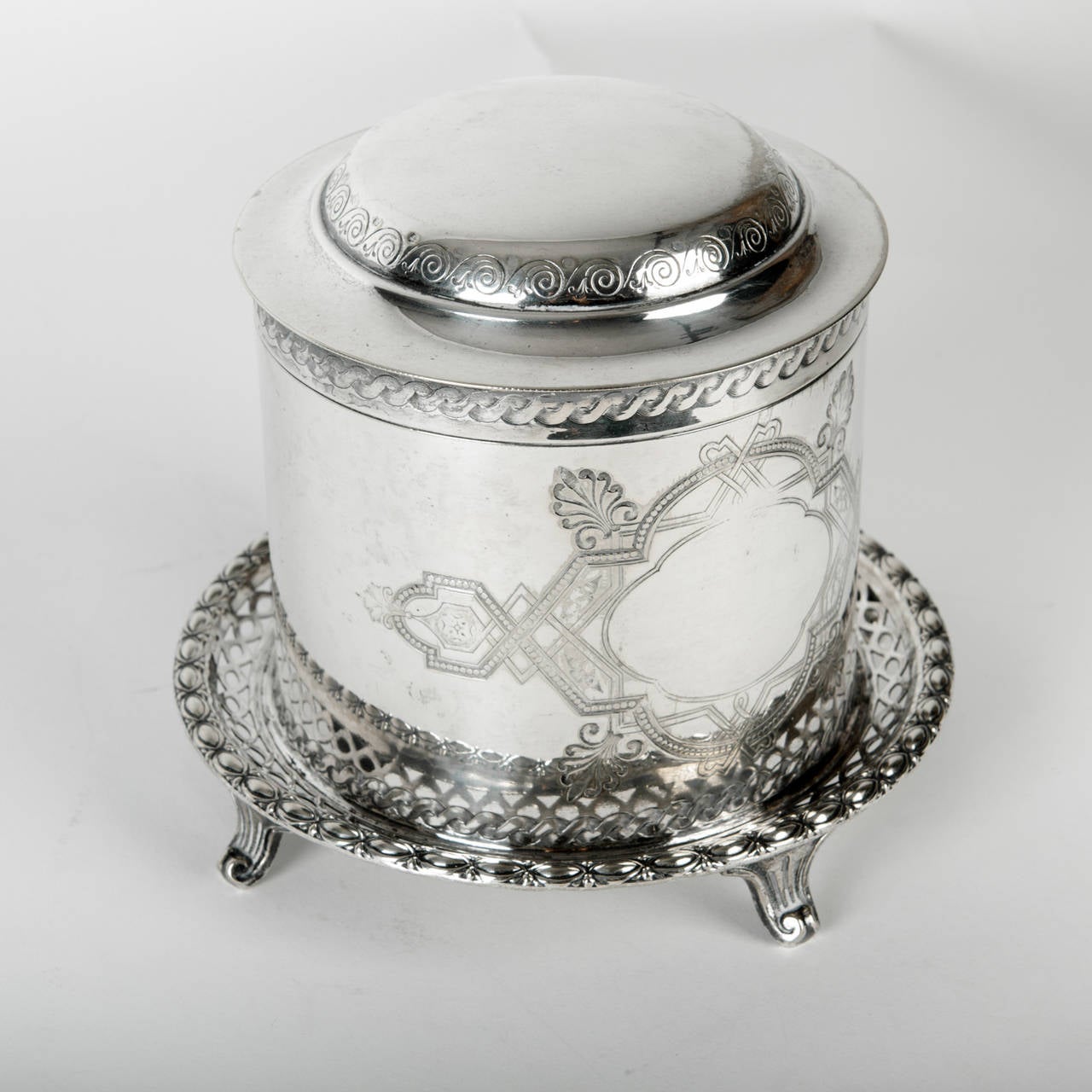 Antique English Footed Tea Caddy