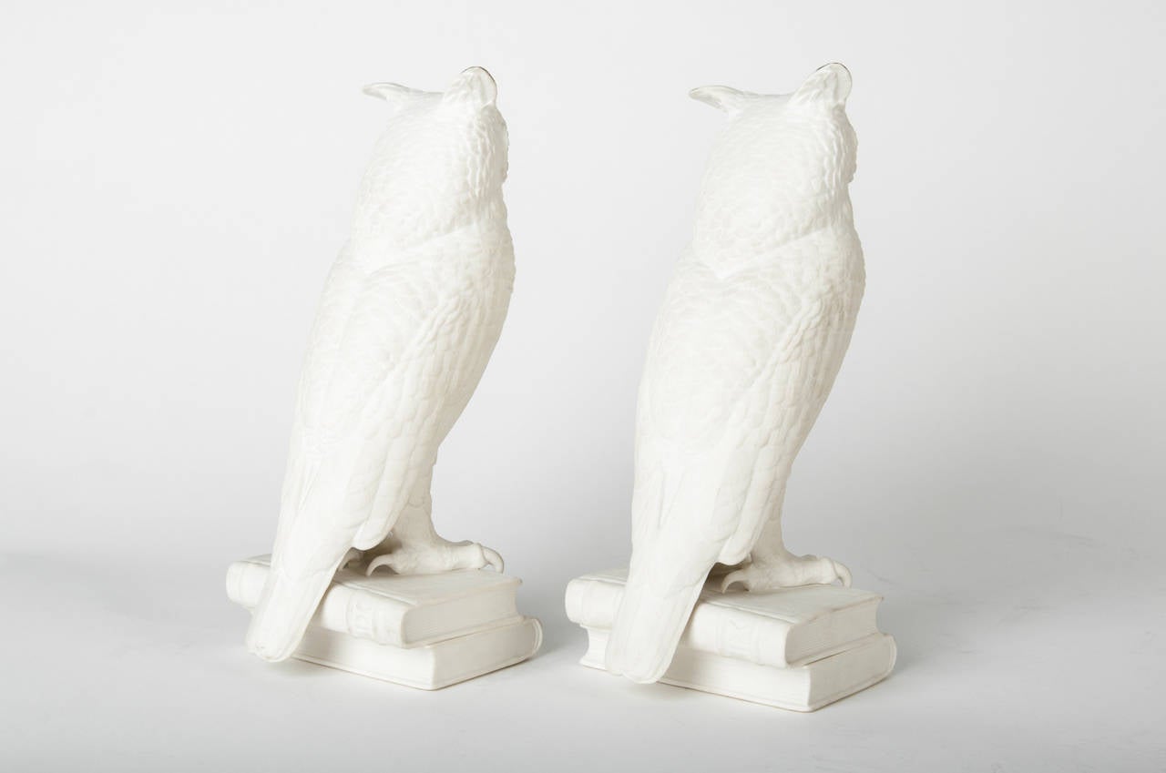 Pair of Vintage American Ceramic Owl Bookends