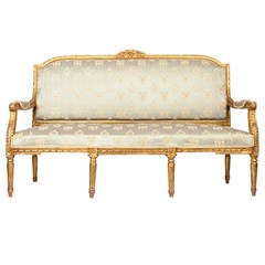 Antique Louis XVI Settee with Original Frame and Gilded