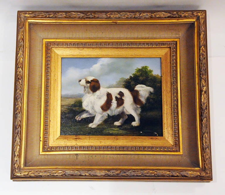 Vintage Framed Dog Painting at 1stDibs vintage dog painting, framed