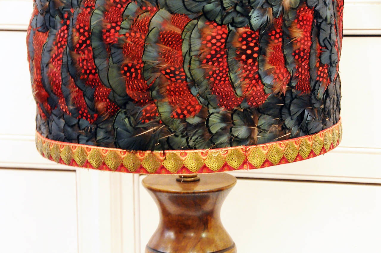 Lamp with Feather shade