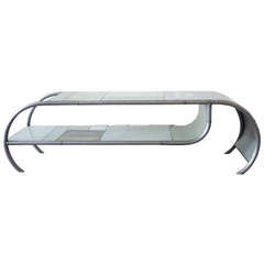 Used Two-Tier Green Scrap Metal Coffee Table