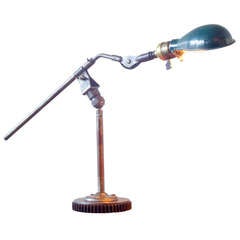 Vintage Green Articulating Industrial Table Lamp